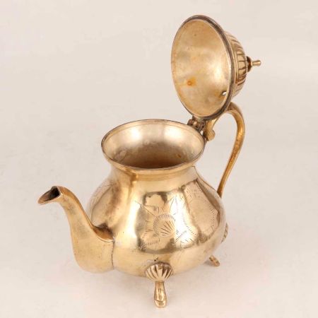 Glossy Golden Brass Kettle for Home & Office Decor