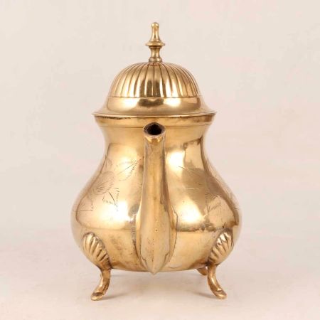 Glossy Golden Brass Kettle for Home & Office Decor