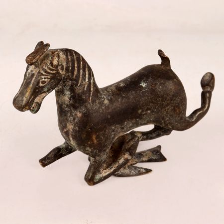 Vintage Brass Running Horse Statue in English Art