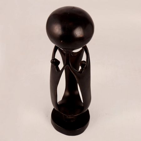 Handmade Dark Brown Wooden Statue in African Art