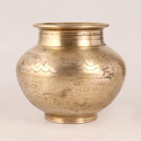 Premium Brass Engraved Water Pot for Decoration