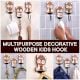 Brown Wooden Cute Panda Decorative Hooks For Kids - Pack of 3