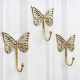 3 Pieces Brass Butterfly Vintage Wall Decor Hook For Hanging