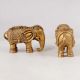 Handmade Golden Brass Elephant Statue in Pair of 2