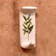 Handmade White Ceramic Green Leaf Stick Wall Hook