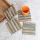 Brown and Blue Pattern Wooden Coasters - Pack of 4