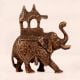 Handmade Copper Statue of Elephant with Howdah for Decor