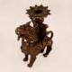 Vintage Brass Chinese Lion Statue Candle Holder