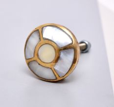 Round Golden Brass And shell Metal Cabinet Knobs