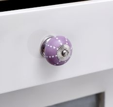 Purple Ceramic Floral Cabinet Knob