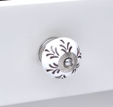 Cream Etched Leaf Ceramic Cabinet Knob