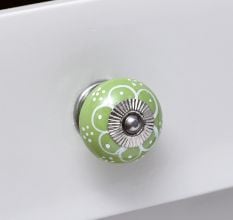 Lime Green Floral Knob