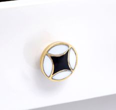 Black and White Mother of Pearl Round Cabinet Knobs