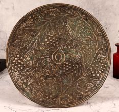 Vintage Brass Fruit Plate Engraved with Beautiful Designs