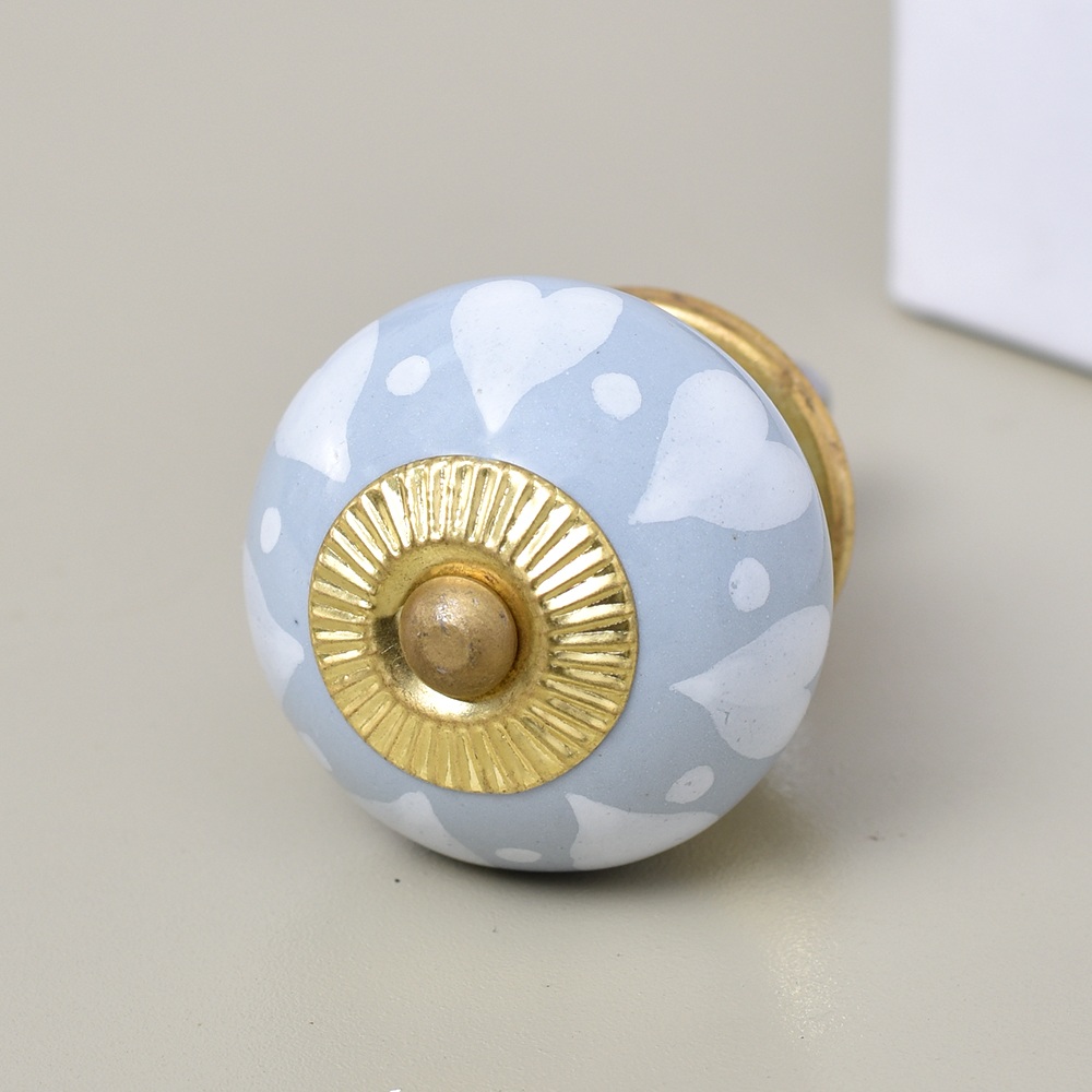 Dark Grey Heart Ceramic Floral Dresser Knob Online
