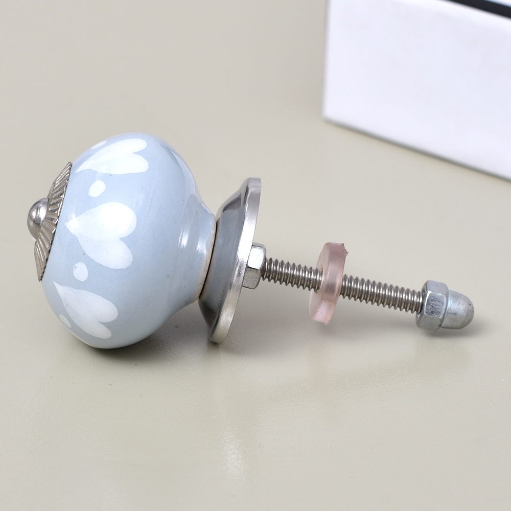 Dark Grey Heart Ceramic Floral Dresser Knob Online