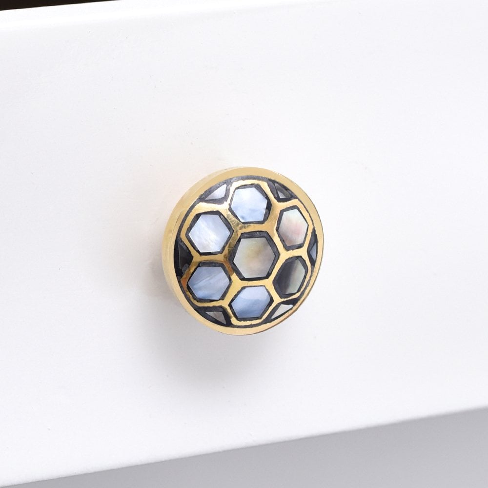 Golden Brass Metal Black Shell Drawer Knobs