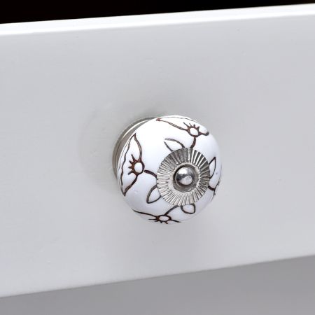 Calla Lily Brown Etched Ceramic Floral Dresser Knob