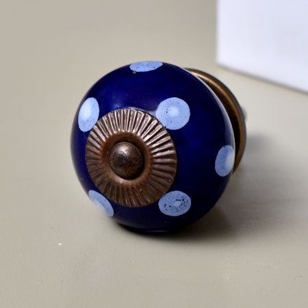 Navy Blue White Polka Dot Knob
