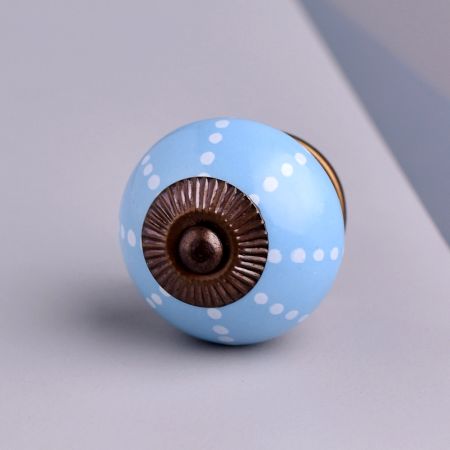 Turquoise Line Dotted Ceramic Floral Dresser Knobs Online