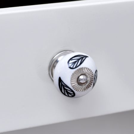 White Ceramic Floral Dresser Knob