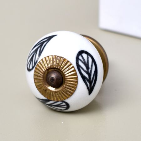 White Ceramic Floral Dresser Knob