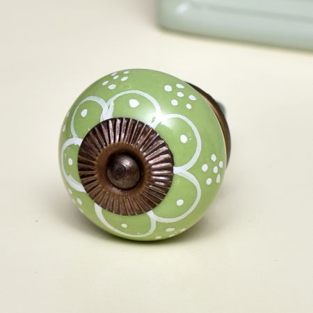 Lime Green Floral Knob