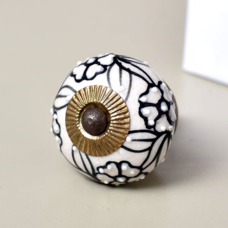 Black Flower Dresser Knob