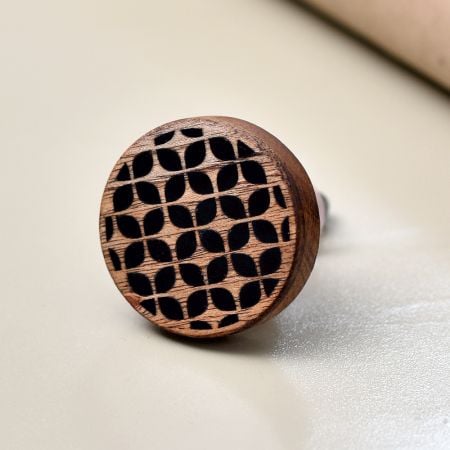 Handmade Black and Brown Finish Cabinet Knob Made of Wood