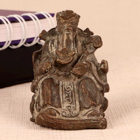 Antique Brown Brass Chinese God Statue for Decor