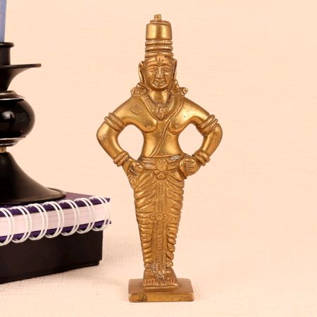 Handcrafted Golden Brass Lord Vitthal Statue for Worship