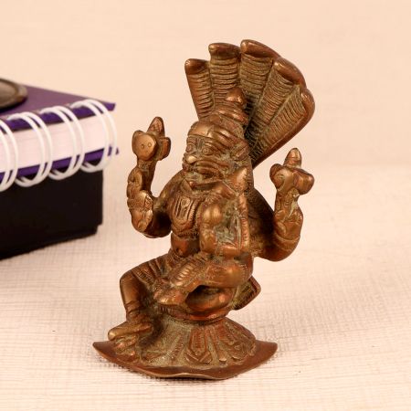 Handmade Lord Narasimha Brass Statue for Worship
