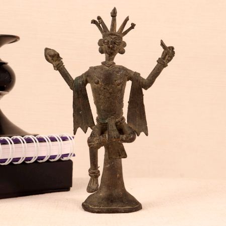 Handcrafted Brass Statue of God in Tribal Art