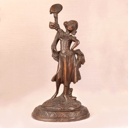 Vintage Brass Statue of Lady Standing for Decoration