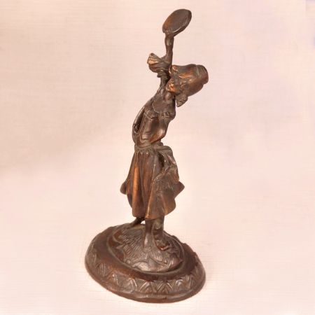 Vintage Brass Statue of Lady Standing for Decoration