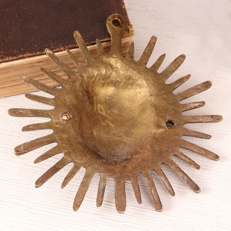 Handmade Vintage Brass Plate of Sun God for Hanging