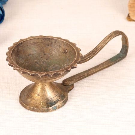 Indian Handmade Brass Aarti Lamp from Western India