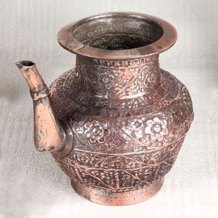 Handcrafted Copper Water Pot with Spout for Decor