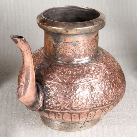 Elegant Brown Copper Water Pot in Islamic Art