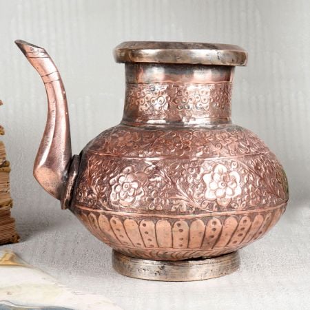 Elegant Brown Copper Water Pot in Islamic Art