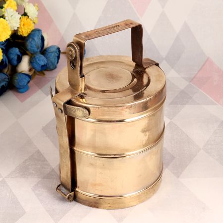 Indian Vintage Brass Tiffin Box for Home & Office Decor