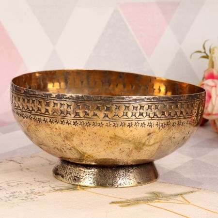 Vintage Copper Bowl in Islamic Art for Home Decor