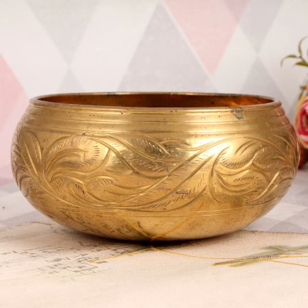 Golden Brass Singing Bowl for Meditation & Decor