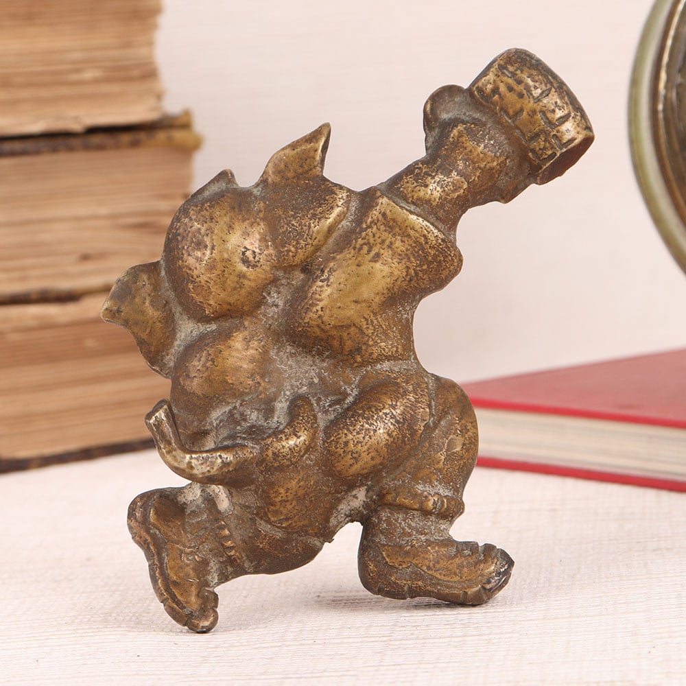 Vintage Brass Lord Ganesha Statue for Home Decor