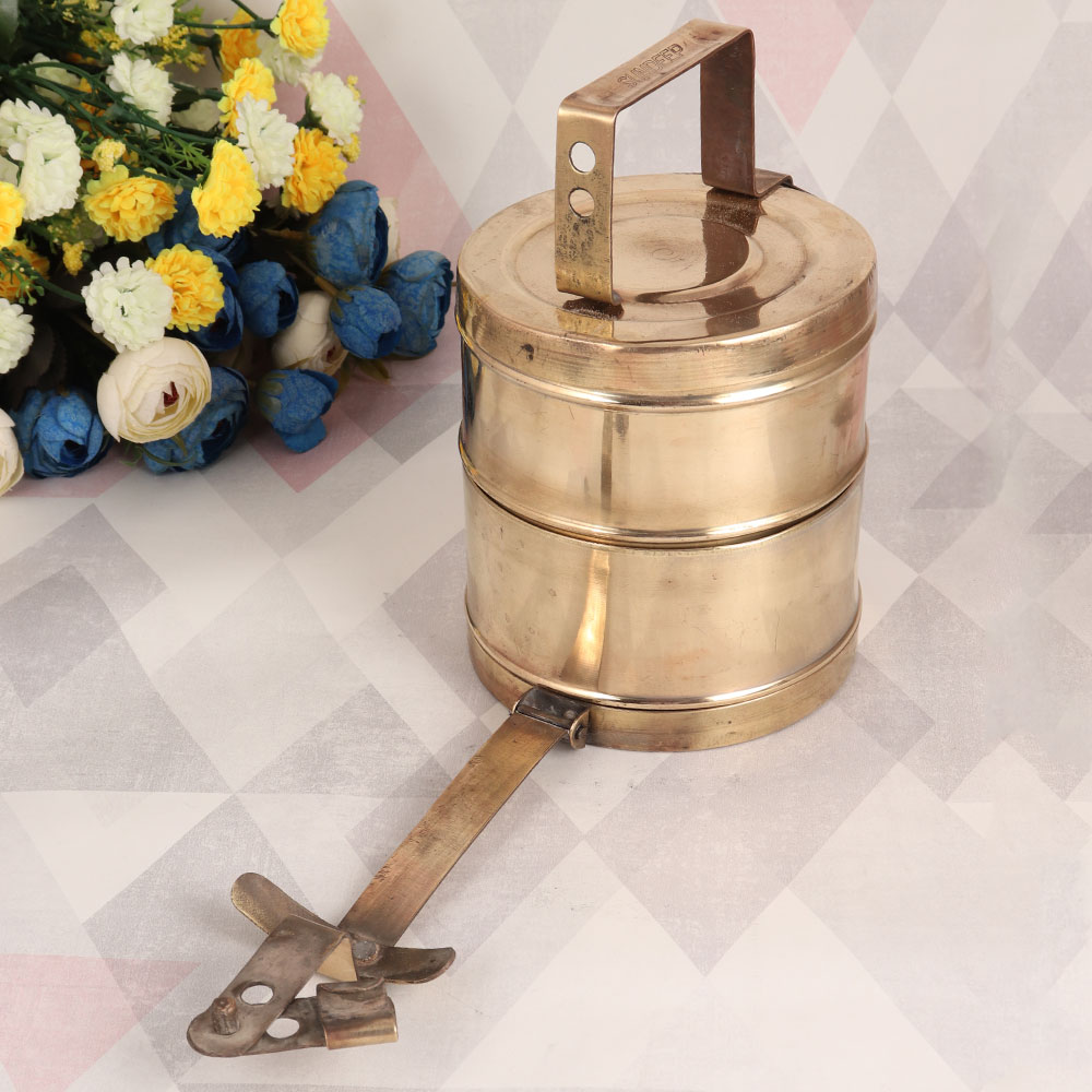 Indian Vintage Brass Tiffin Box for Home & Office Decor