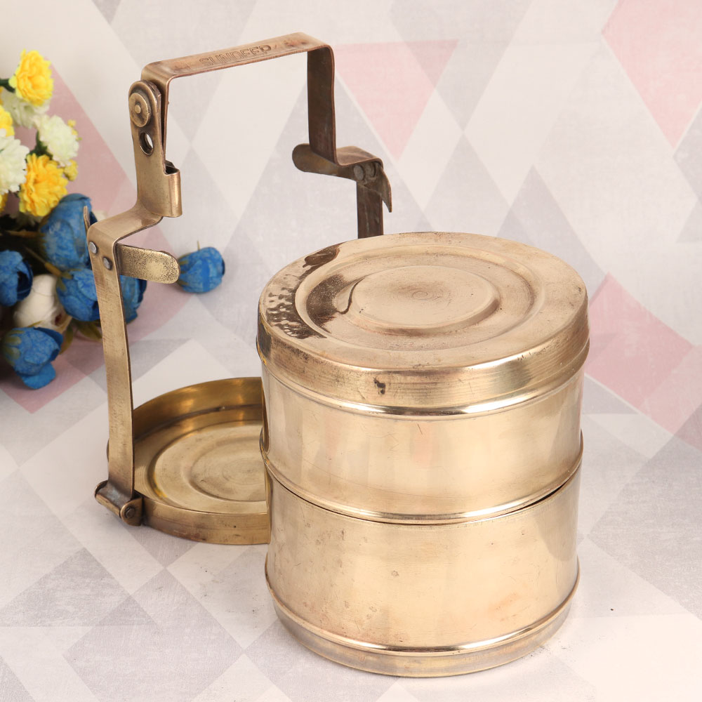 Indian Vintage Brass Tiffin Box for Home & Office Decor