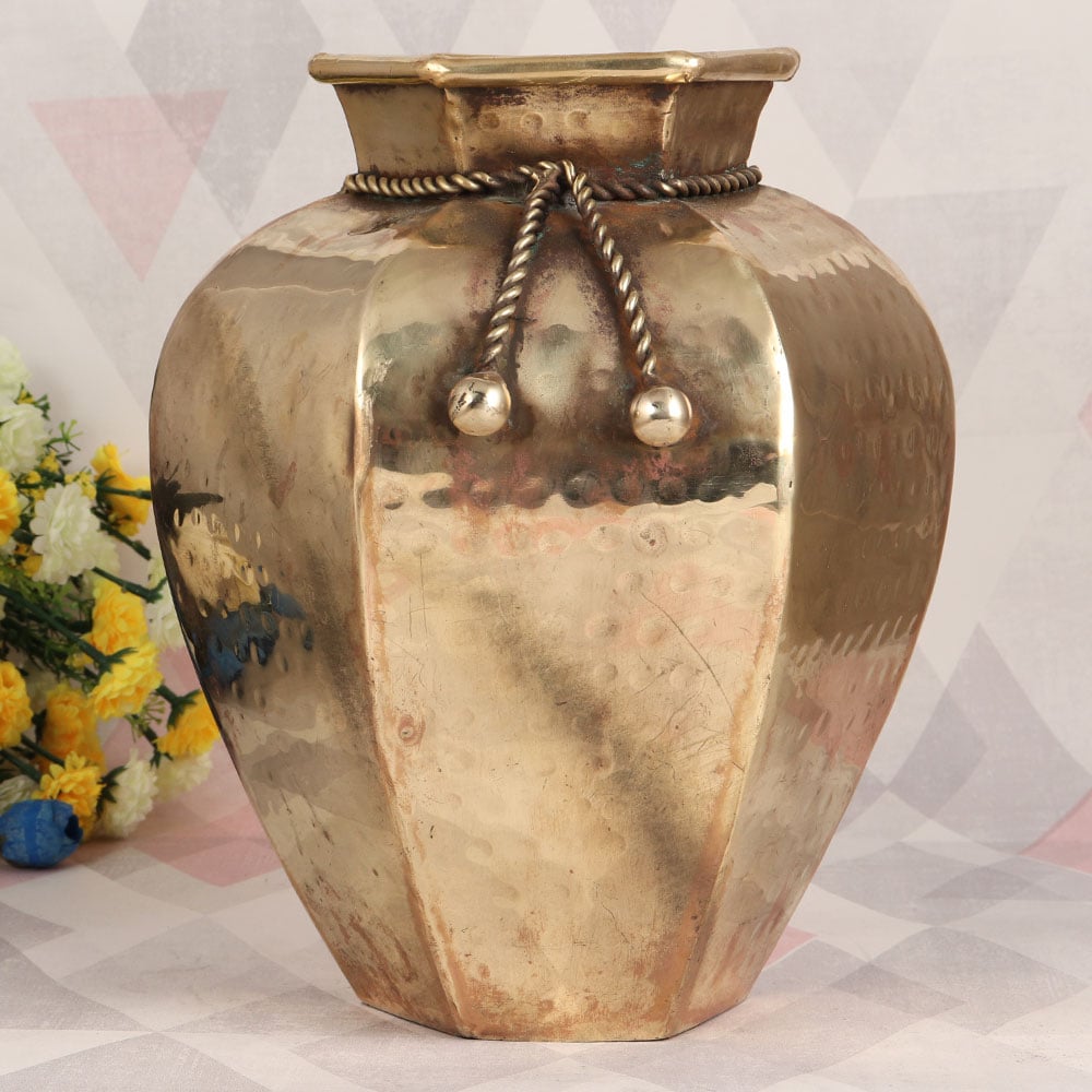 Indian Vintage Brass Flower Pot for Home & Office Decor