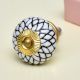 White Black Etched Floral Knob