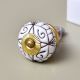 White Base Brown Etched Ceramic Floral Knob