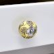 Yellow Marigold Etched Ceramic Floral Cabinet Knob